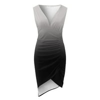 Жени без ръкави за без ръкави Mini Fashion V-Neck Printed Summer Dress Grey S