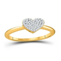 10кт жълто злато Дамски кръг диамант сърце пръстен