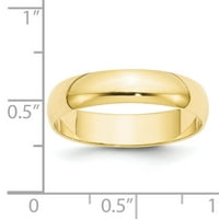 Първично злато карат жълто злато половин кръгла лента размер 9