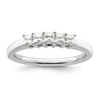 0,50ct. CZ Solid Real 14k бяло злато 5-каменна сватбена лента пръстен