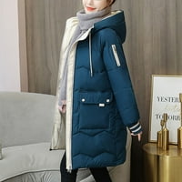 Дълги зимни палта за жени плюс размер, женско зимно яке топло озеленяване с качулка с по -плътно палто