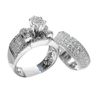 Heiheiup модна блестяща цирконова пръстен комплект бижута жени сватбена годежа двойка съвпадащи големи пръстени за мъже