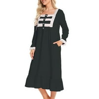 Клирънс дамска мода за жени ежедневни рокли с дълъг ръкав с квадратно деколте от средата на Калф Домване за размери плюс рокли с размер