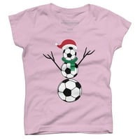 Забавни коледни ризи Футбол Снежен човек Тий момичета розово - дизайн от хора l