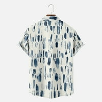 Одеерби графични плажни ризи за мъже ежедневни бутони ивица печат с джоб Вечерен блуза С къс ръкав флот