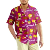 Симпсън печат Бутон надолу риза с къс ръкав, хавайска риза хавайска риза мека, удобна и стилна Топ Мъжка хавайска риза с къс ръкав Случайни бутон За Мъже Жени детски момчета момиче