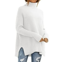 Cethrio пуловери за жени плюс размер Turtlenecks Висока шия с дълъг ръкав твърд небрежен клирънс зима бели пуловери размер l