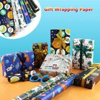 Dengmore Christmas Wrapping Paper 19.7x Космически кораб Сладка деца играчка рожден ден подарък за деца момичета момчета мъже жени коледни серии BO опаковане на хартия и празнична опаковка за подарък
