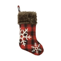 Коледни декорации на Lulshou Коледни чорапи, големи Xmas stockings, Plaid Style със снежни парти декорации партии за парти партия благоприятства