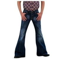 Мъжки винтидж пънк пълна дължина Лека измиване на дънките за джобни панталони