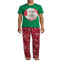 Коледна история Мъжки Графичен тениска и панталон спално облекло комплект, 2-парче