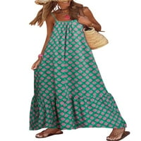 Sprifallbaby жени бохо рокли без ръкави от печат лято свободни спагети рокля за парти за коктейл плаж улични дрехи