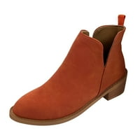 Ketyyh-chn женски ботуши модерен западен каубой, затруднен обувка за жени обувки оранжево, 42