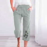 Олиро женски панталони за капри флорален щампа с джобове ежедневни летни суитчъри за жени crrpoed панталон