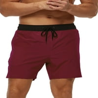 Мъжки летни къси панталони Плътен цвят плуване ластик плажни шорти Ваканция мини панталони класически годни дъна сив 2хл