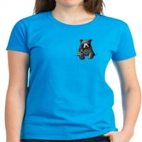 Cafepress - Pocket Black Bear - Женска тъмна тениска