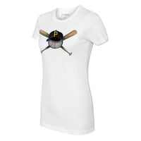 Женска мъничка бяла тениска на питсбъргски пирати тениска