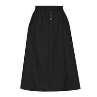 Жени плюс размер clearamce жени модна средна дължина еластична талия голяма люлка памучно бельо пола черно
