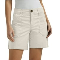 Женски участък от дънкови шорти с широки кракки за туризъм с големи джобове летни ежедневни дънки шорти 7-бели XL