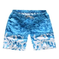 Мъжки плажни шорти ластик летни къси панталони Хавайски дъна мъжки класически Фит почивка Плажно облекло светло синьо 6ХЛ
