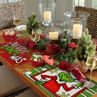Коледни плаки, зелени червени Коледа весели Grinchmas Gold Snowflake Christmas Placemats for Home Table Holiday Decoration Правоъгълни разположения Комплект от 4