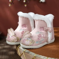 ботуши Момичета коляно високи ботуши за сняг къси ботуши за малко дете кърпи обувки етнически стил памучни ботуши зимни ботуши дете момиче ботуши за момичета