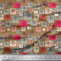 Soimoi Rayon Fabric Artistic Flower & Square Geometric Fabric щампи по двор широк