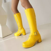 Aayomet Fall Boots за жени и зимен моден плътно цветово катастрофи страничен цип удобна дебела пета квадрат