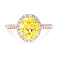 4.85 КТ овална нарязани жълт симулиран диамант 14к розово злато годишнина годежен пръстен размер 9