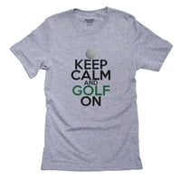 Запазете спокойствие и голф - класическа сива тениска за голф