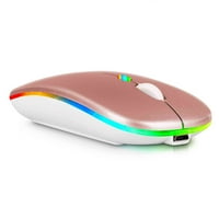 2.4GHz & Bluetooth мишка, акумулаторна безжична светодиодна мишка за TCL R 5G също съвместима с телевизионен лаптоп Mac ipad Pro компютърен таблет Android - розово злато