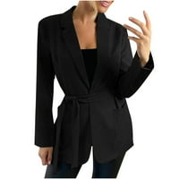 Дезенирани жени Бизнес облекло с твърд цвят с дълъг ръкав кардиган горни якета палто с джоб и колан