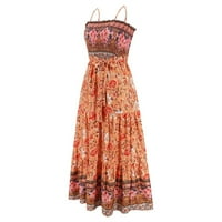 Просвета летни рокли за жени халтер мода maxi floral a-line рокля без ръкави оранжево xl