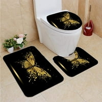 Златен пеперуда баня килими комплекти за килим за баня контур и капак на тоалетния капак