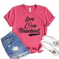 Живея любов Бейзбол тениска игра Ден риза Спортни Мама тениска софтбол ризи подарък за приятел Мажоретка топ жените треньор чай