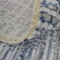 4 '6' сиво и синьо абстрактно устойчиво на петна килим
