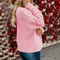 Huaai Cardigan за жени дамски предни отворени плетени меки пуловер плътни цветове с дълъг ръкав свободен случайно палто Кардиган пуловери за жени розово 2xl