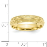 10k жълто злато Double Milgrain Comfort Fit Сватбена лента Размер 1DMC050