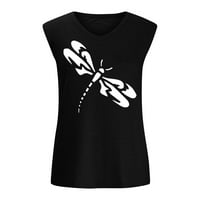 Lulshou дамски върхове женски тениска за без ръкави на женския тениска мода за ежедневен печат v-образна тениска пуловер върхове ежедневни блузи летни върхове