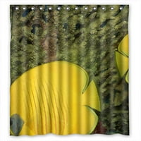 HelloDecor Жълта риба душ завеса полиестер тъкан за баня декоративна схващане размери