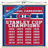 Монреал Канейдиънс шампиони стена плакат с дървена магнитна рамка, 22.375 34