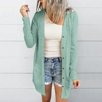 Палто за дамски модни цветове върхове блуза джобни бутон кардиган зелено s