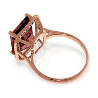 Galaxy Gold 14K Пръстен със златен розов златен пръстен с естествени черни диаманти и гранат - размер 7.0