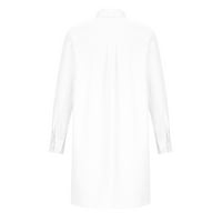 Женски графичен бутон за печат надолу с ризи с дълъг ръкав Моден ревери блузи върхове ежедневни меки уютни върхове на тениски с якичка