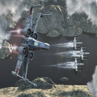 Междузвездни войни отгоре изглед на група от X-крила, летящи ниско в щампа на плаката на River Valley