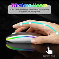 2.4GHz & Bluetooth мишка, акумулаторна безжична светодиодна мишка за Oppo A16e също съвместима с телевизионния лаптоп Mac ipad Pro Computer Tablet Android - Turquoise
