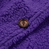 Жилетка пуловерно палто сделки разчистване жени ежедневни плюс размер плюшени пуловер джобове за външни дрехи Кардиган палто лилаво лилаво