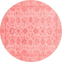 Ahgly Company Indoor Round Oriental Red Traditional Area Rugs, 3 'Round
