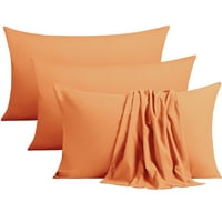 Ултра мек комплект за възглавница с микрофибър с двойно четка, хипоалерген, размер на кралицата, бледо оранжев, опаковка