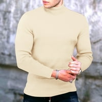 KALI_STORE Мъжки голф ризи пуловер върхове за мъже ежедневни дълги ръкави Екипаж Хенли ризи бежово, xxl